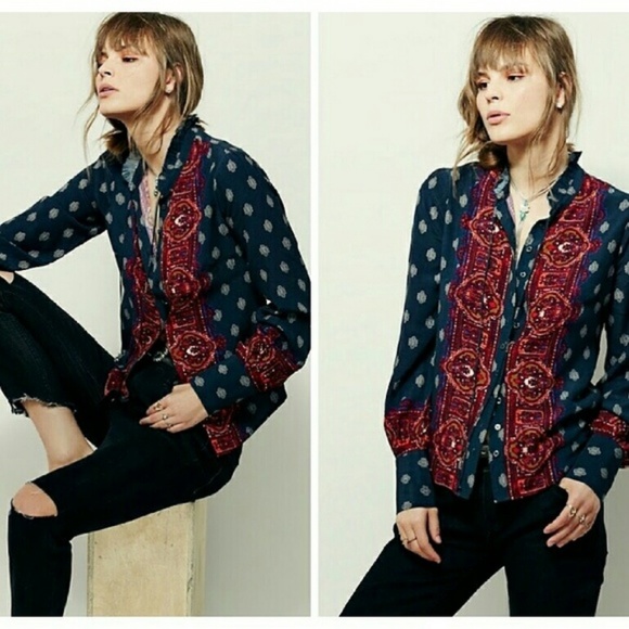 Free People Tops - FREE PEOPLE Wishing Well Button-Up Western Top